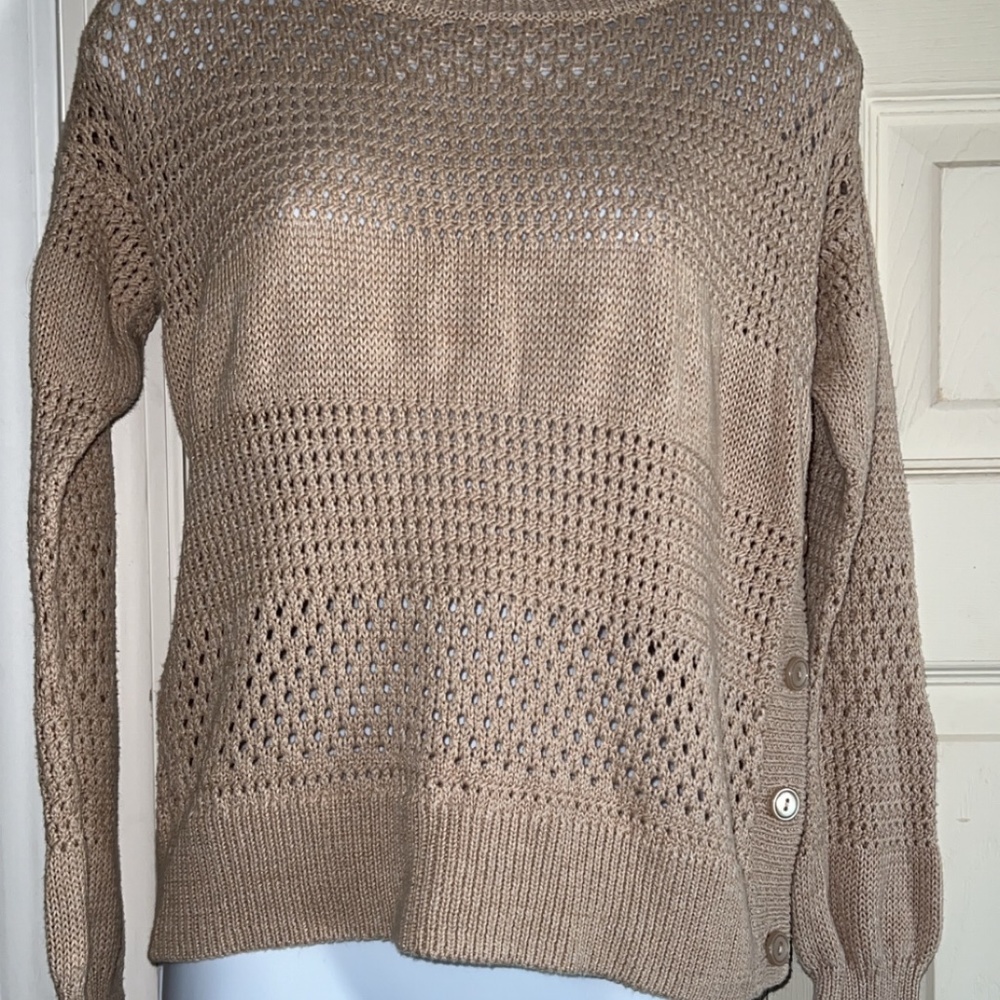 VICTORIA’S SECRET WOMANS TAN HOLEY SWEATER